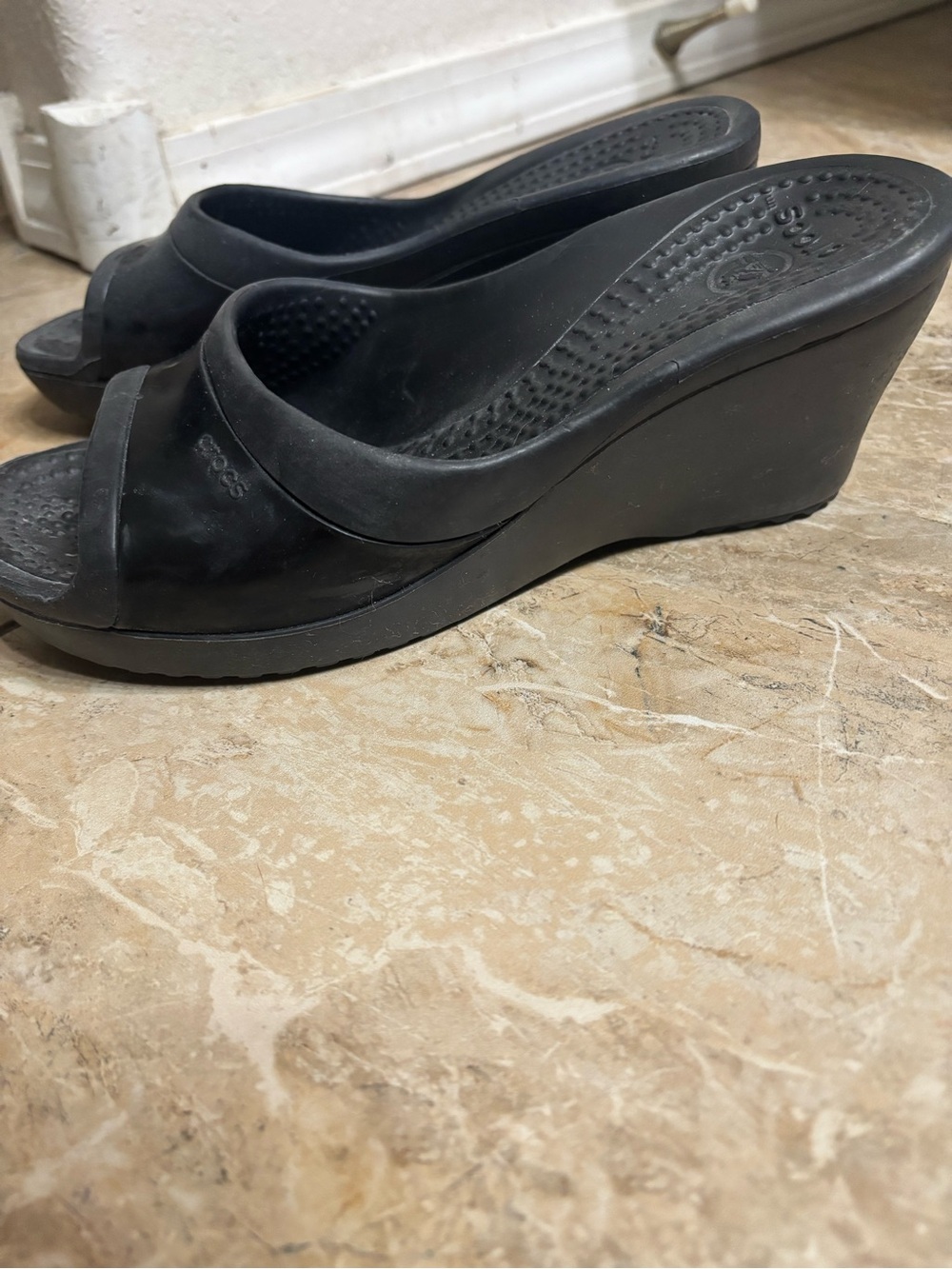 CROCS Black Women's Wedge Slide Sandals